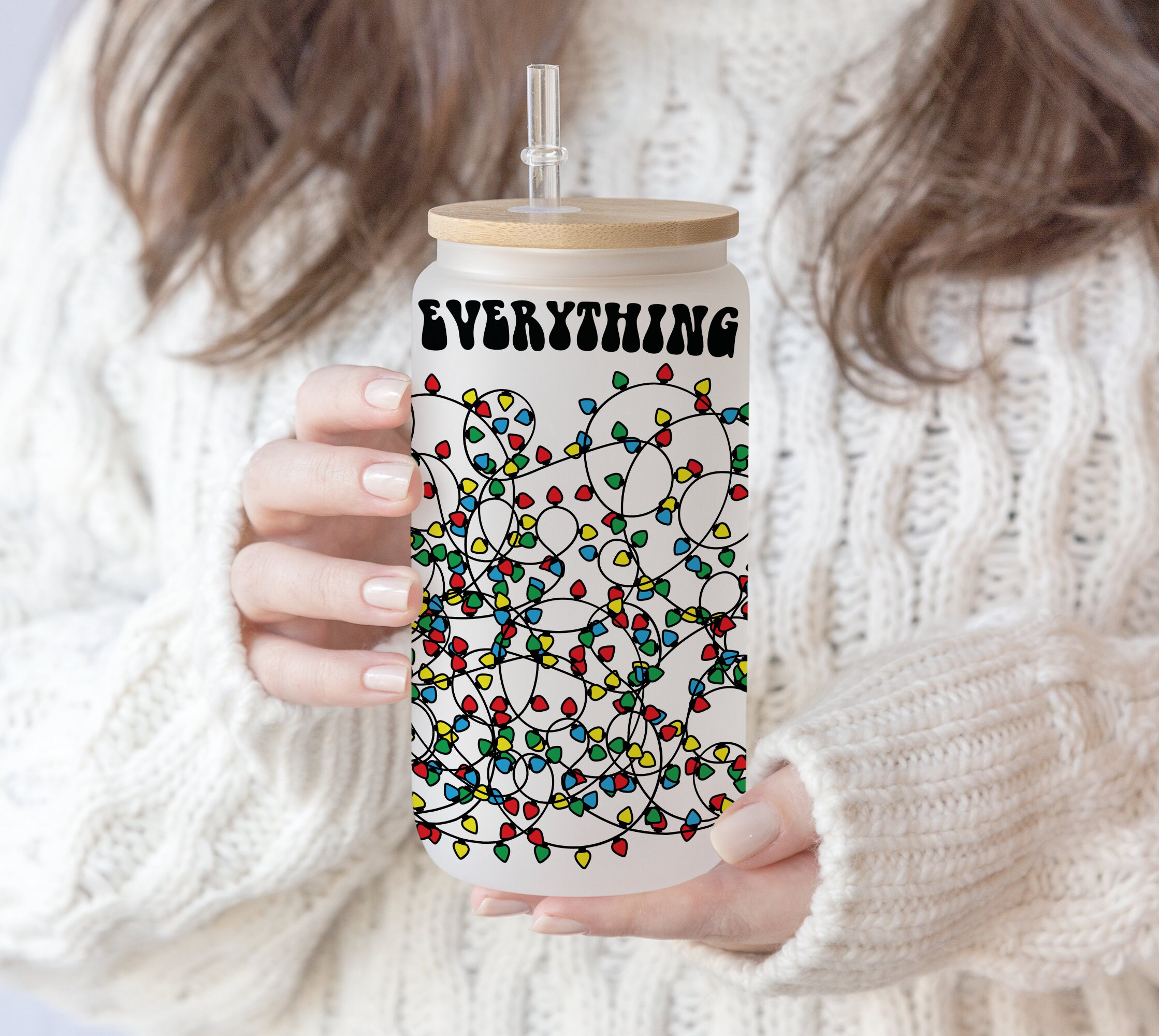 16 oz Libbey Glass Can Sublimation Cute Funny Christmas I’m Fine, Everything Is Fine Sassy Sarcastic | Winter Theme PNG Cricut Digital