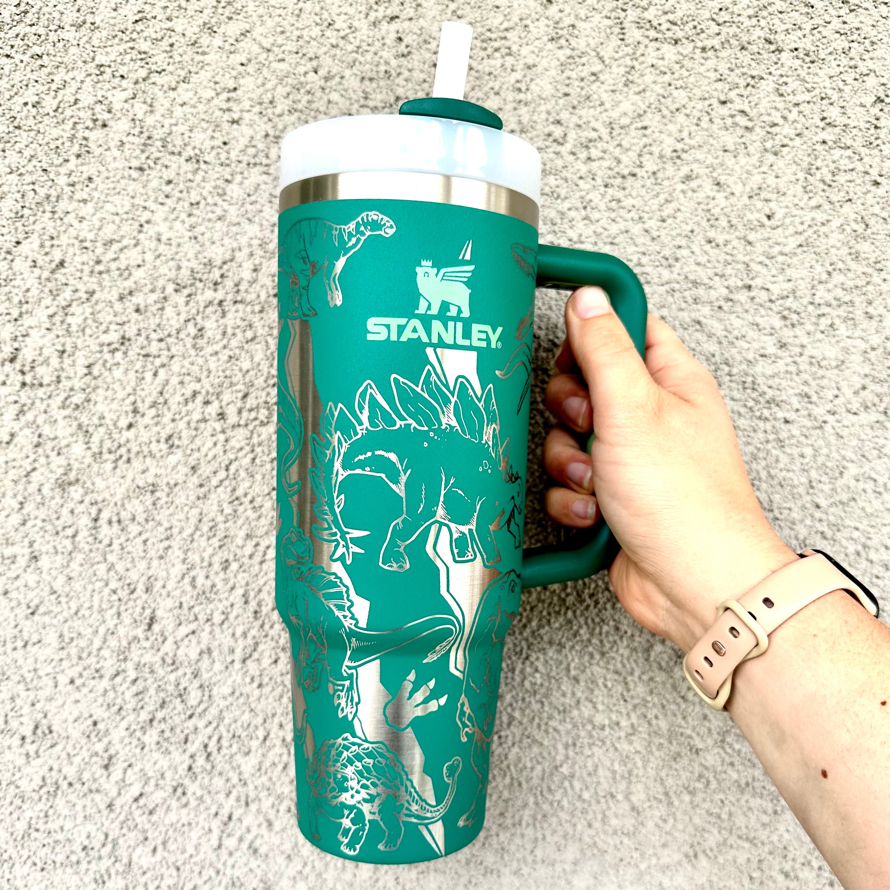 Dinosaur Tumbler, Engraved Tumbler, dinosaur lover, paleontologist, 40 oz tumbler with handle, dino fossil, dino cup, back to school