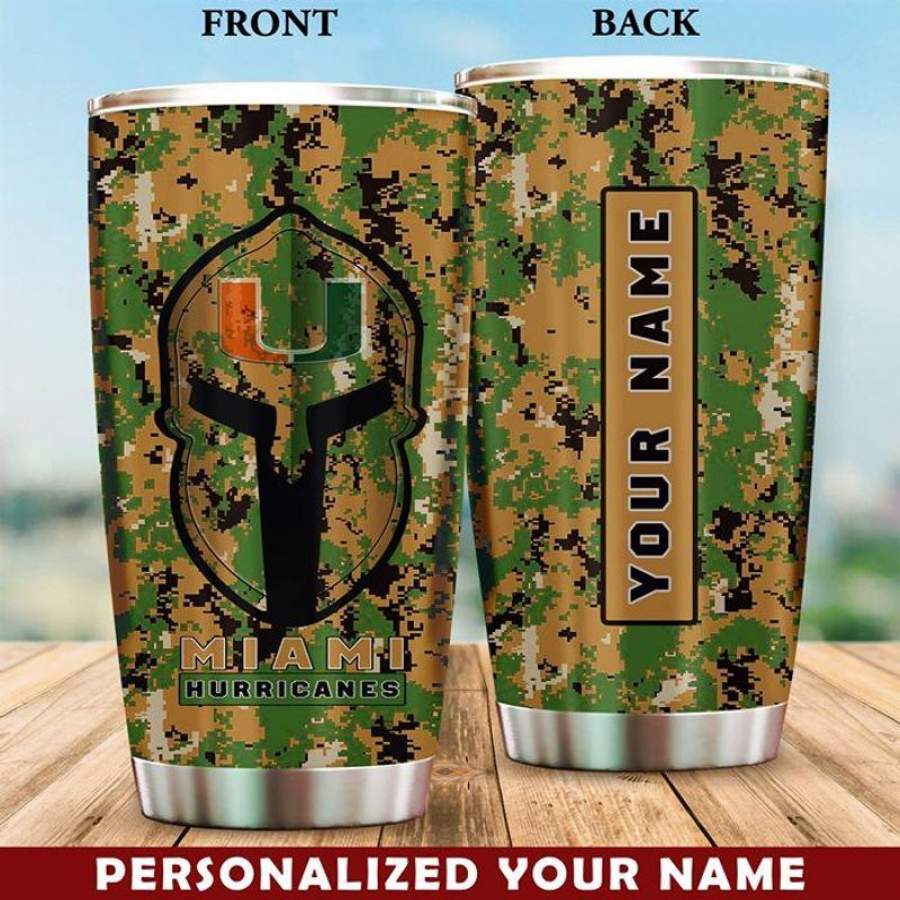 Custom Name Maimi Hurricanes Army Stainless Steel Tumbler 20oz