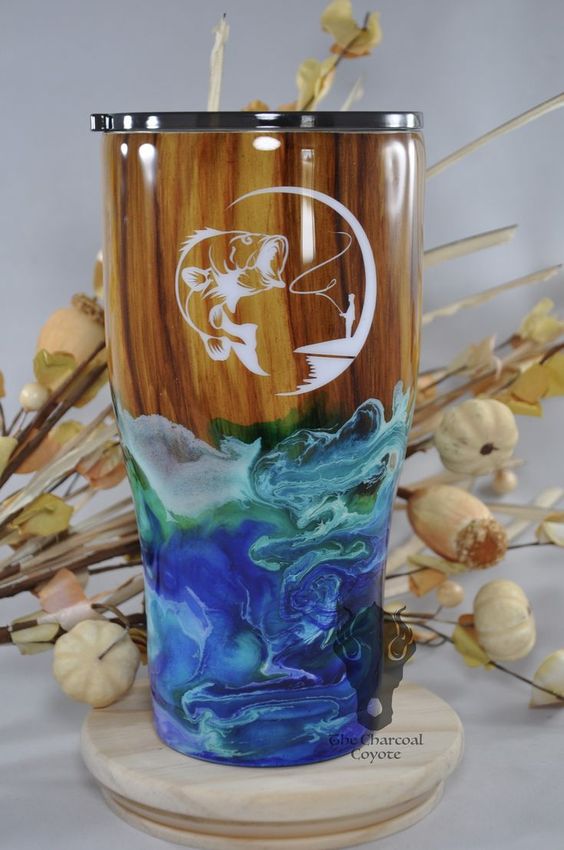 Personalized Woodgrain Fishing Tumbler