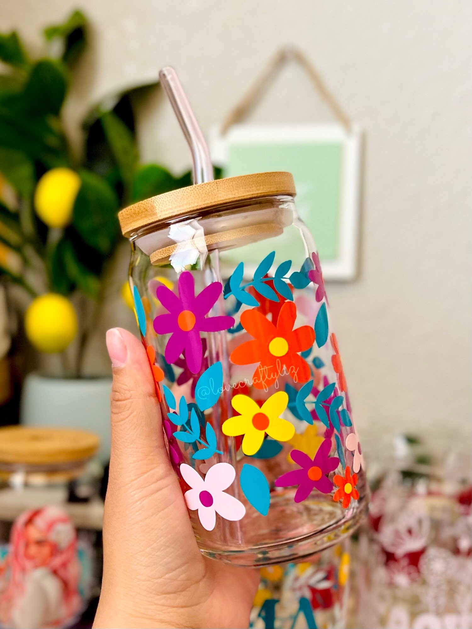 Summer Spring Floral 16 oz Beer Can Glass | Mothers Day Cup | Self Love | Summer Meadow Boho | Gift | Mental Health | Aunt Grandma Mama Mom