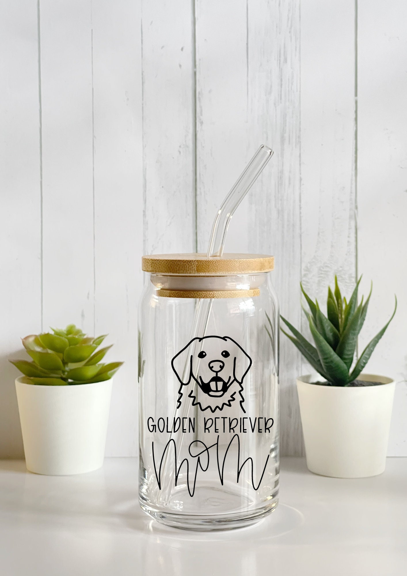 Golden Retriever Glass Can | Dog Mom | Iced Coffee Cup | Soda Glass Can | Beer Glass Can | Glass Can | Soda Cup