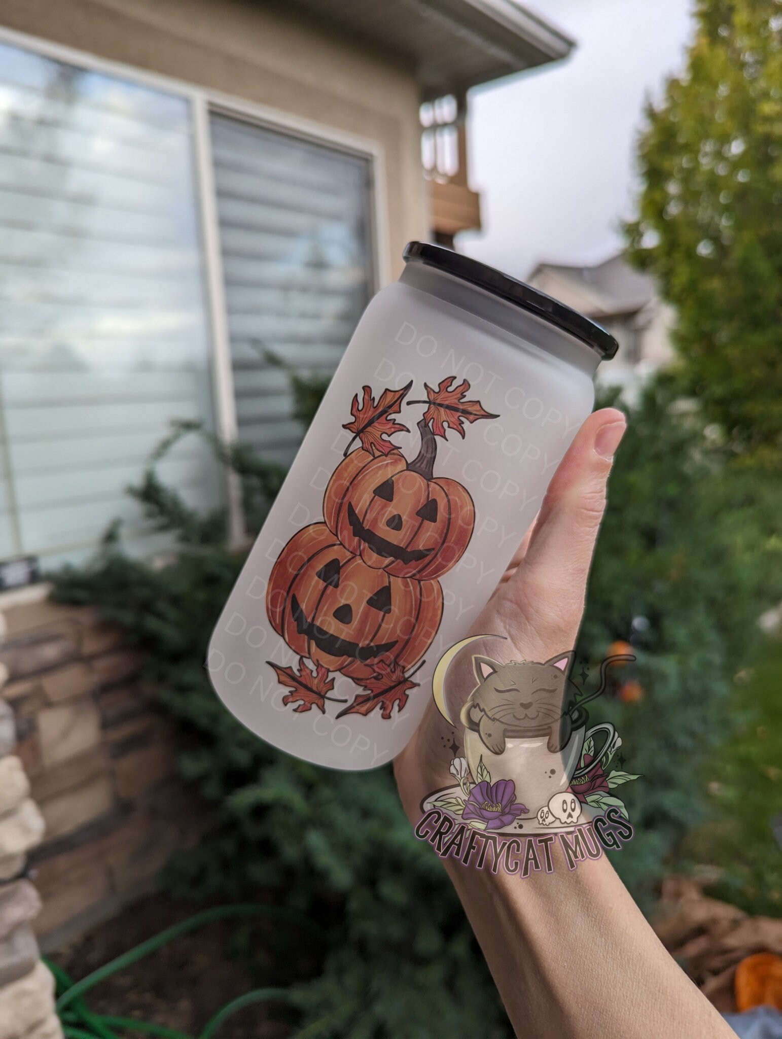 Frosted Glass Can | Iced Coffee Cup | Halloween Cup | Pumpkin Mug