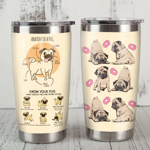 Pug Dog Steel Tumbler, Mom Christmas Gifts, Birthday Gift For Boyfriend, Gift For Parent, Gift For Best Friend, Gift For Girlfriend