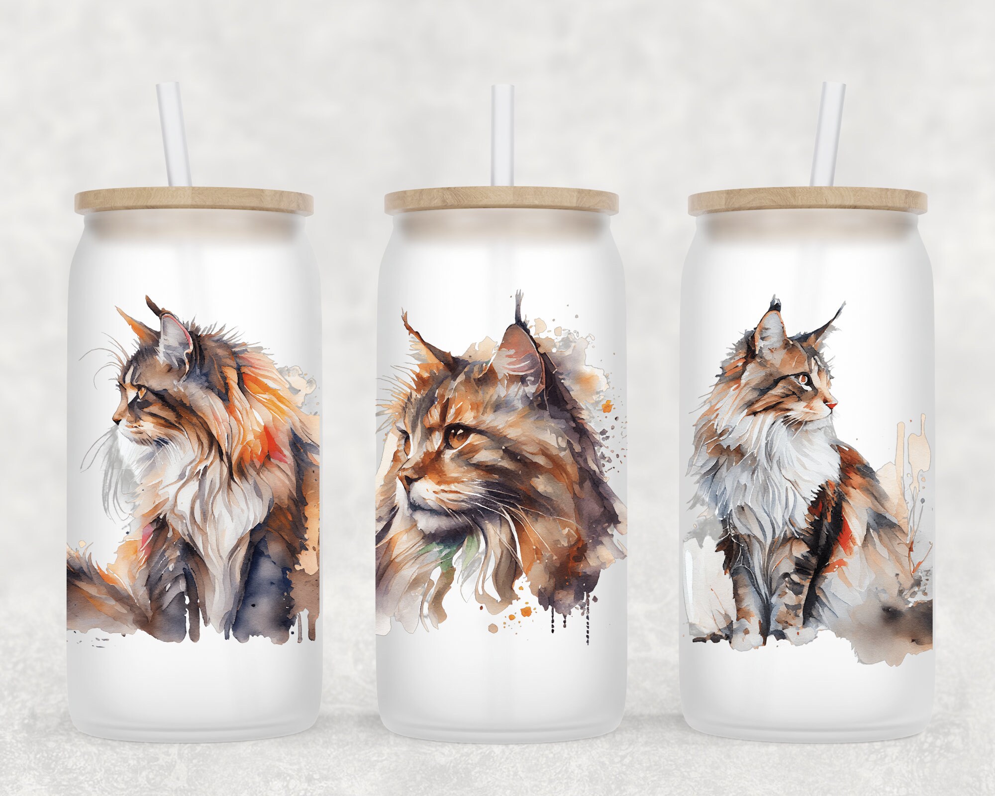 Maine Coon Cat Beer Can Glass | Cat Lover Gift | Iced Coffee Glass | Cat Mom Coffee Cup | Gift for Mom | Beer Glass Cup | Gift for Her