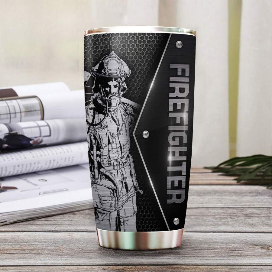 Firefighter Metal Stainless Steel Tumbler