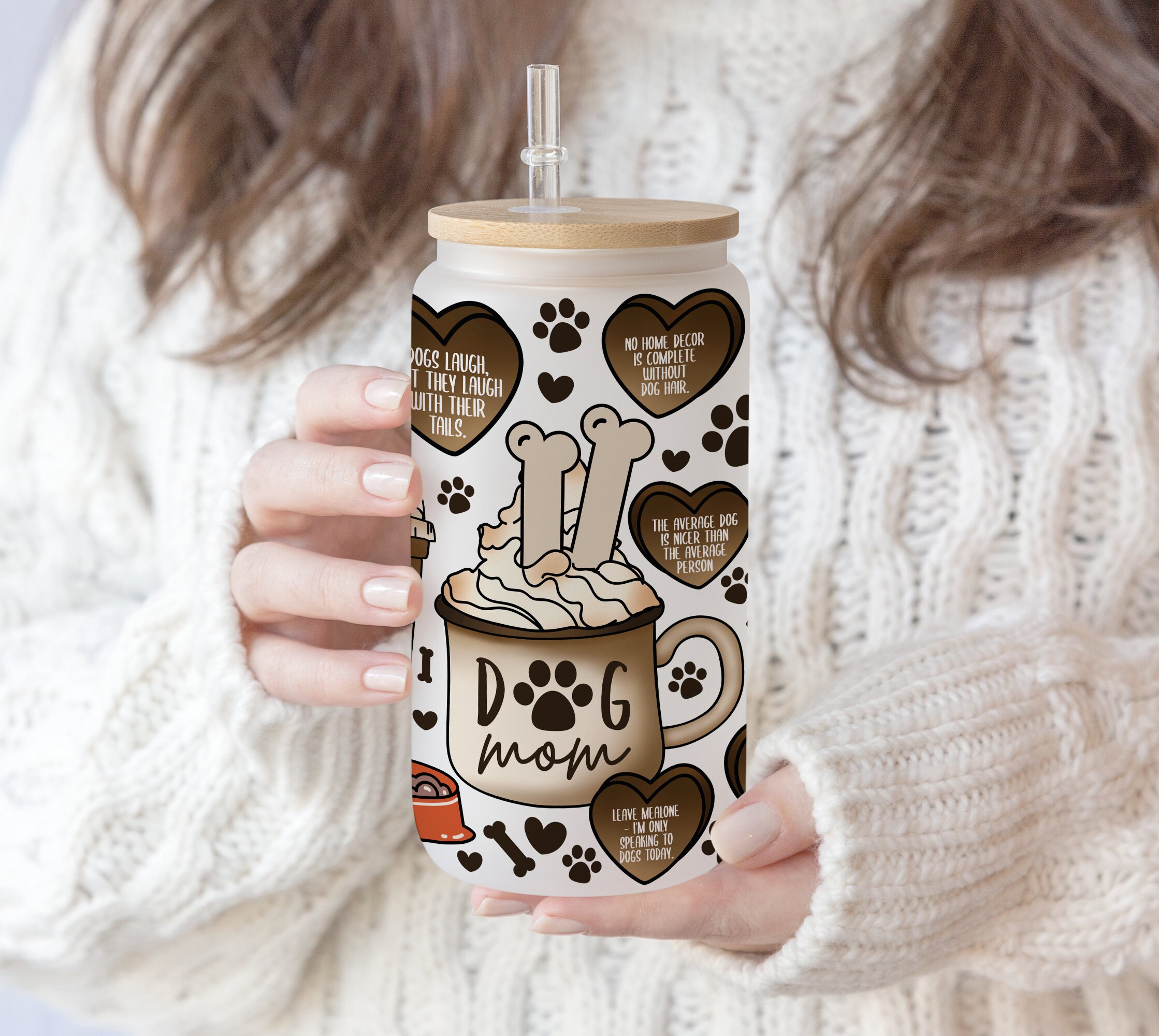 Files 16 oz Libbey Beer Glass Can Funny Hand drawn Dog Mom Doodle Mom Dog lover Coffee Gift for Mom, coffee lover , Dog lover, Dog quotes