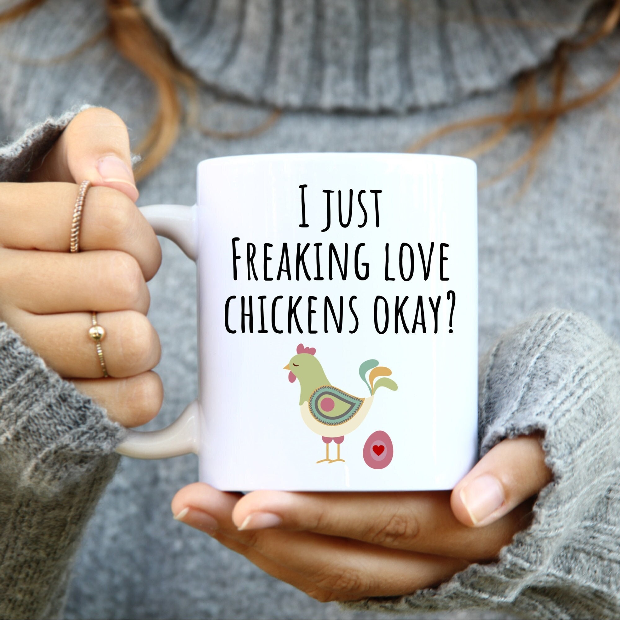 Chickens Mug, I Just Freaking Love Chickens Okay?, Chicken Gifts, Chicken Lovers, Gifts for Chick Lovers, Funny Chicken Mug