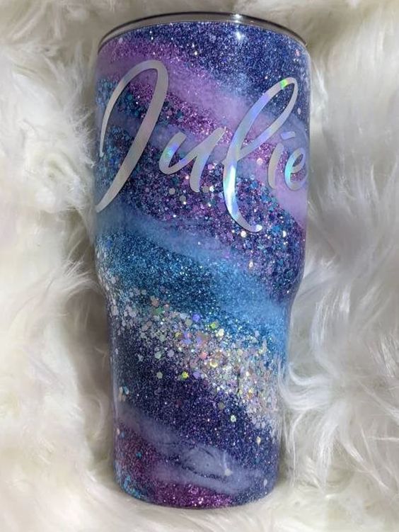 Purple Mermaid Swirl Milky Way Glitter Tumbler