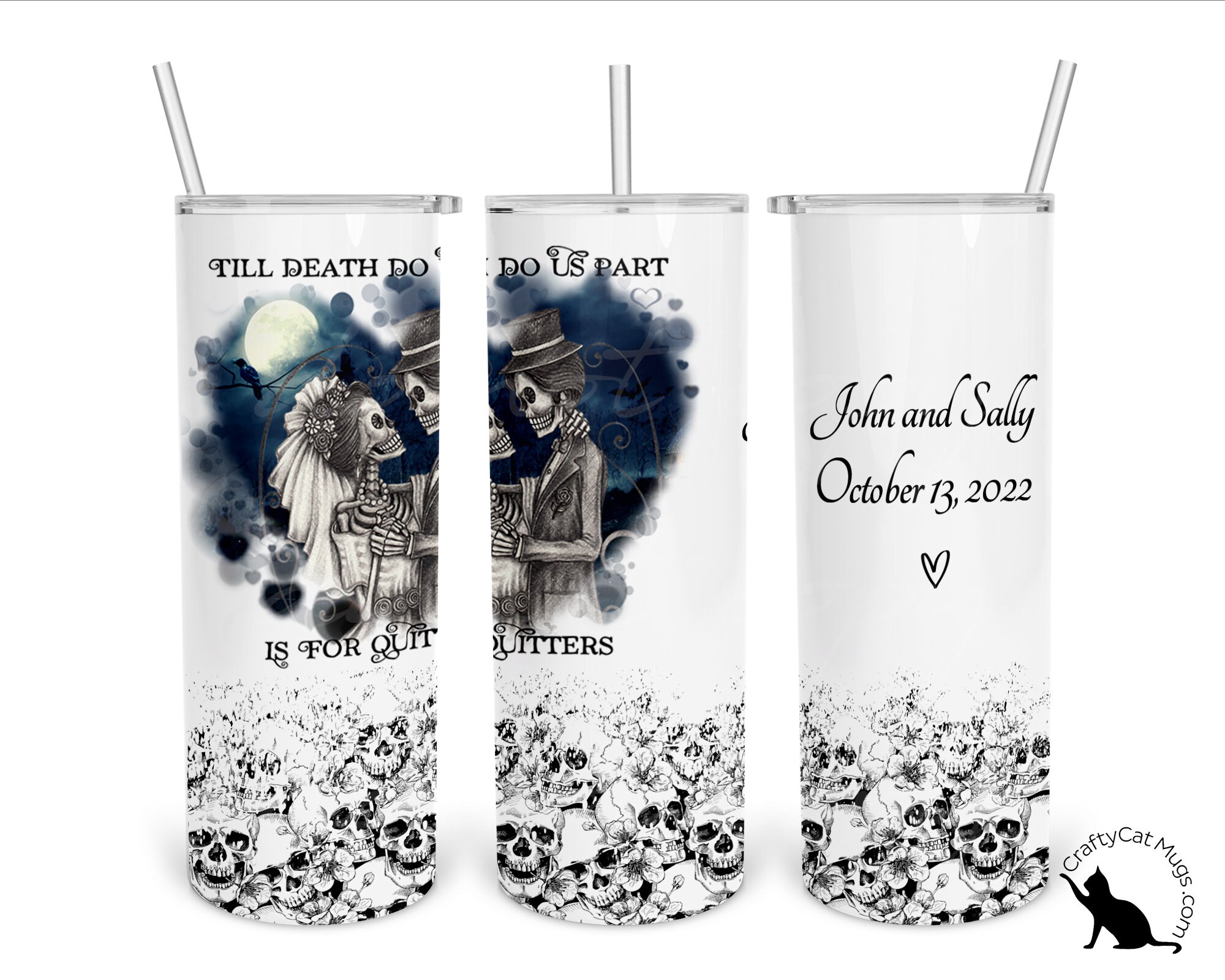 Goth Wedding Tumbler | Skeleton Tumbler | Halloween Wedding | Personalized Tumbler