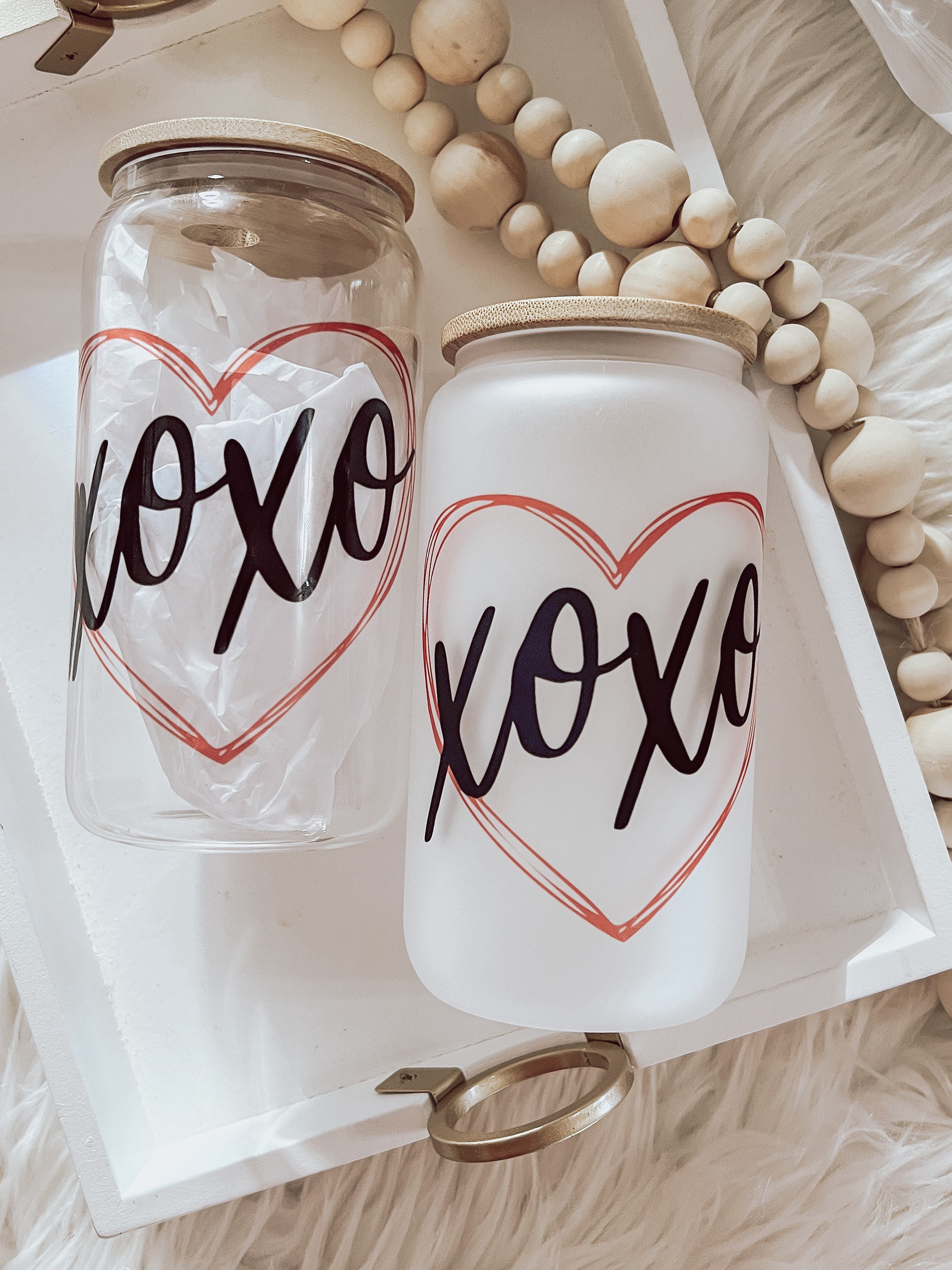 XOXO Beer Can Cup, Soda Can, Valentines Day, Iced Coffee Cup, Aesthetic Coffee Cup, Glass Can Cup, Smoothie Cup, Bamboo Lid & Straw