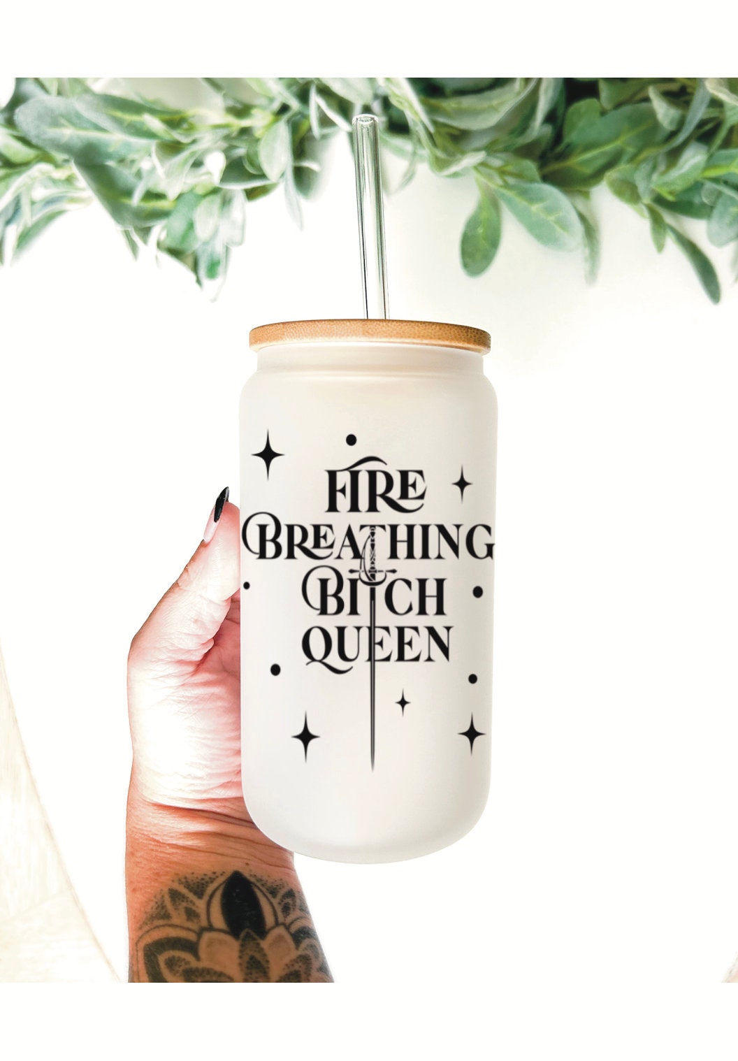 Fire Breathing Bitch Queen tumbler/ Throne of Glass Flower Tumbler/ flower tumbler/ bookish tumbler/ Celestial cup