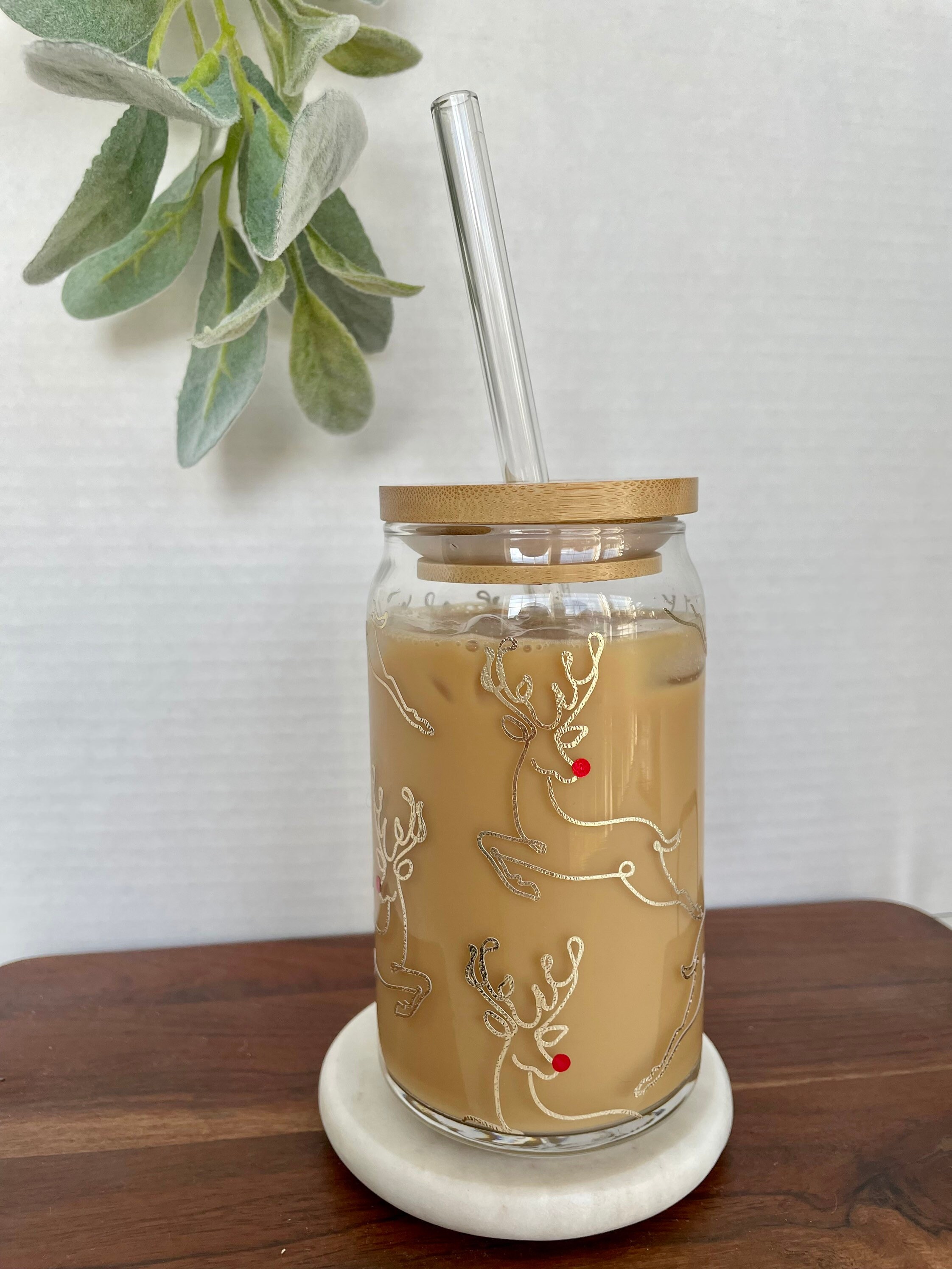 Rudolph Glass Cup, Trendy Friend Gift, Christms Gift Exchange, Gifts under 20