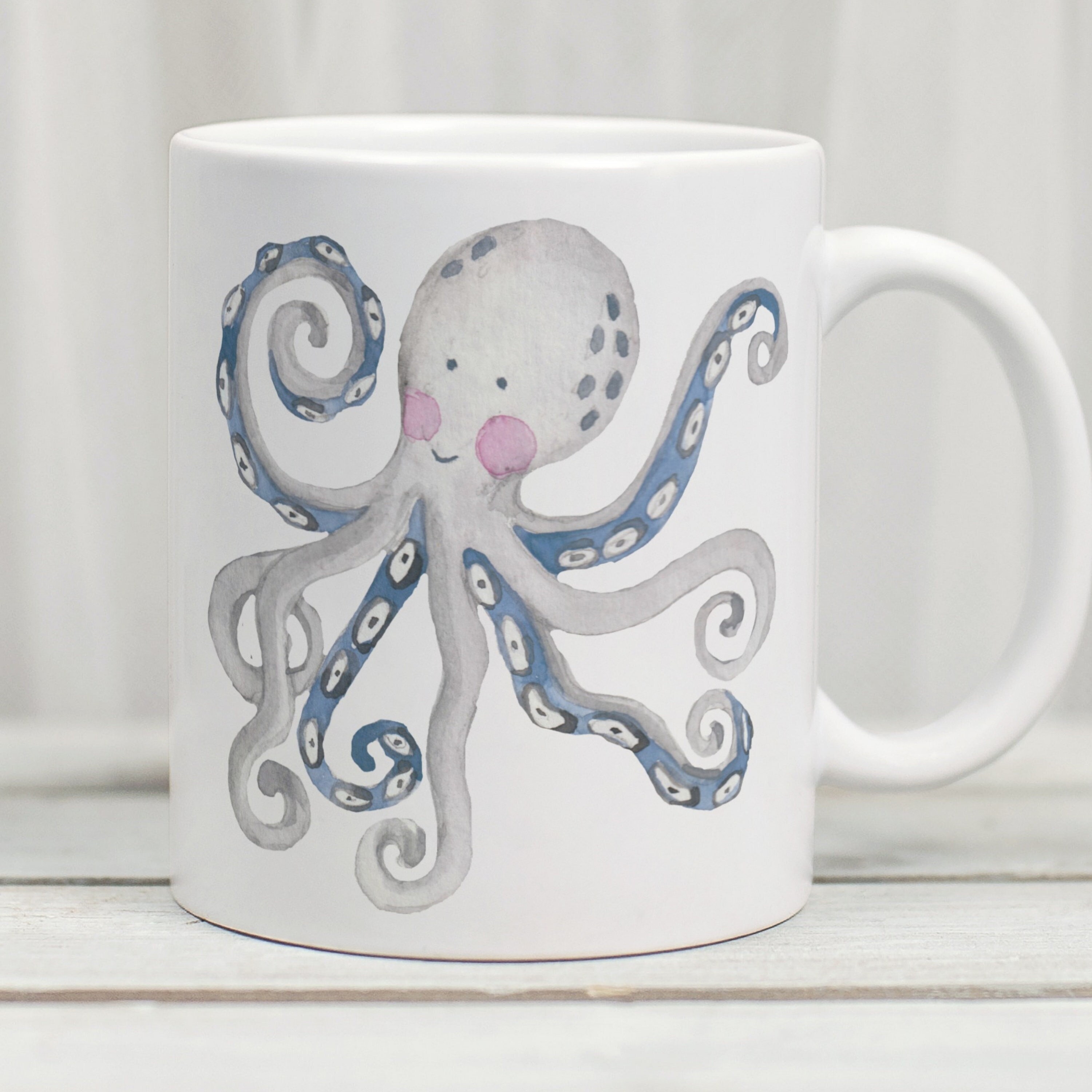 Watercolour Octopus Mug, Octopus Coffee Cup, Octopus Cup, Octopus Lover Gift, Octopus Gifts, Seaside Mug, Beach Mug, Seaside Gifts,