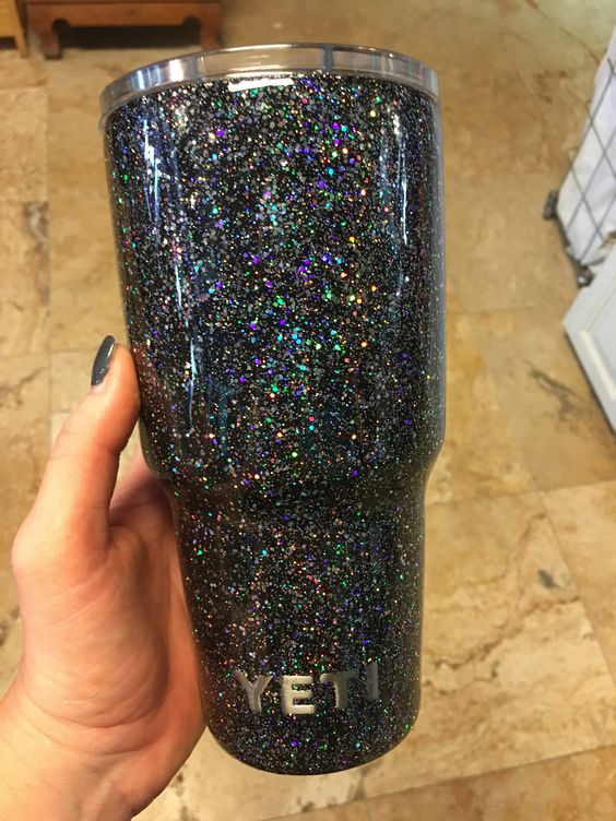 Black Chunky Glittered Yeti No Decal Tumbler