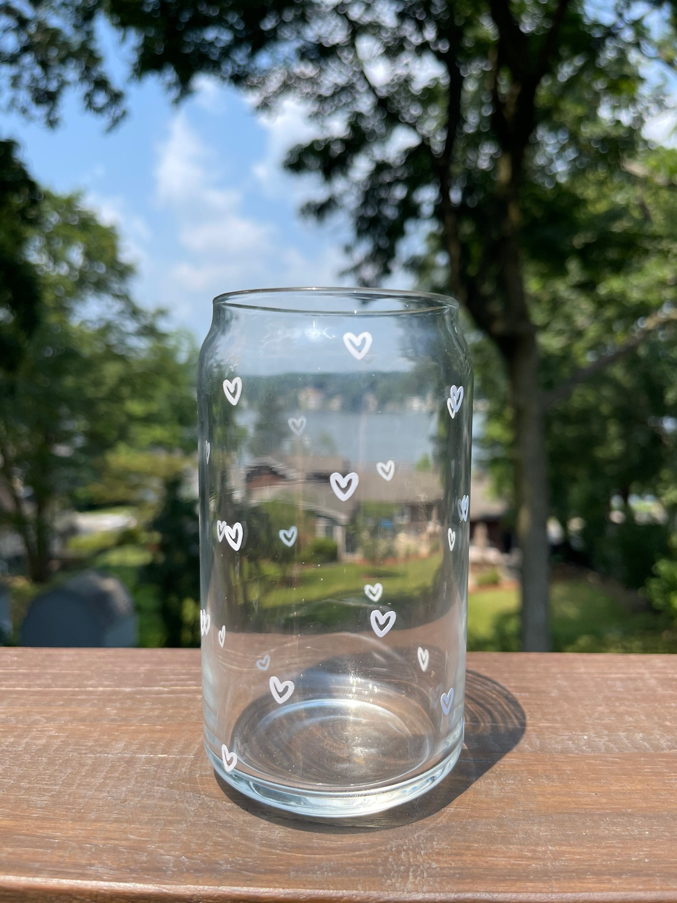 Mini Hearts Beer Glass Can, Glass Coffee Cup, Soda Glass Can, Glass Can