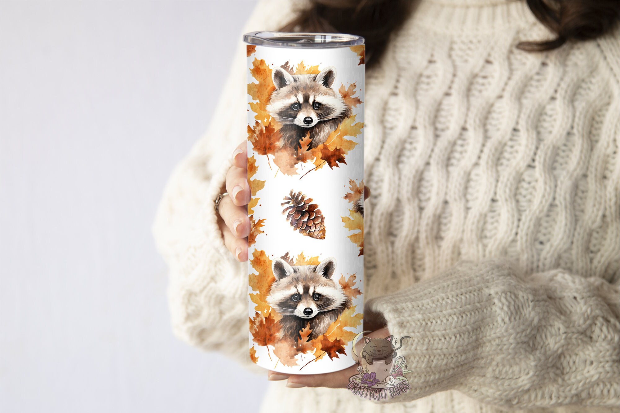 Cute Raccoon Tumbler | Cottagecore Fall Raccoon Cup | Fall Tumbler