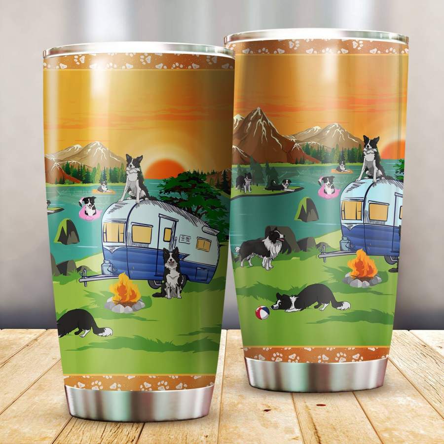 Border Collie Camping Stainless Steel Insulated Tumbler Cups