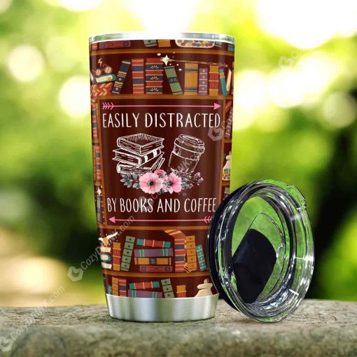 Easily Distracted By Books And Coffee Stainless Steel Tumbler