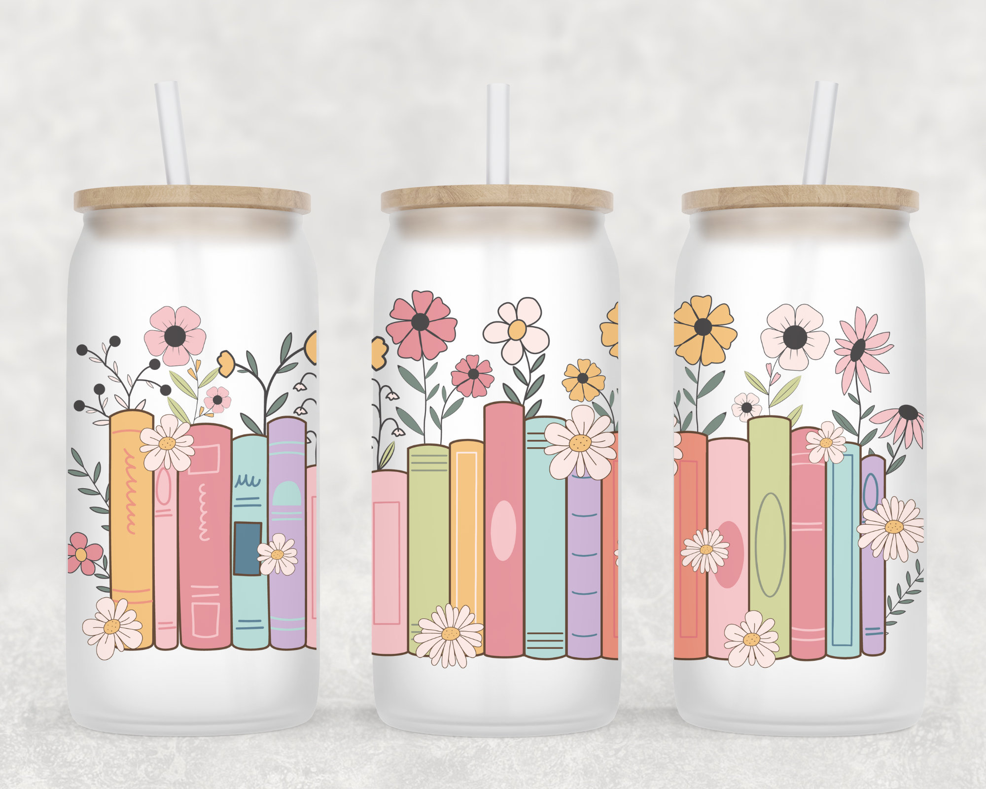 Floral Book Lover Glass Can | Reading Coffee Glass | Gift for Book Lover | Coffee Lover | Coffee Glass | Valentine’s Gift | Gift for Her