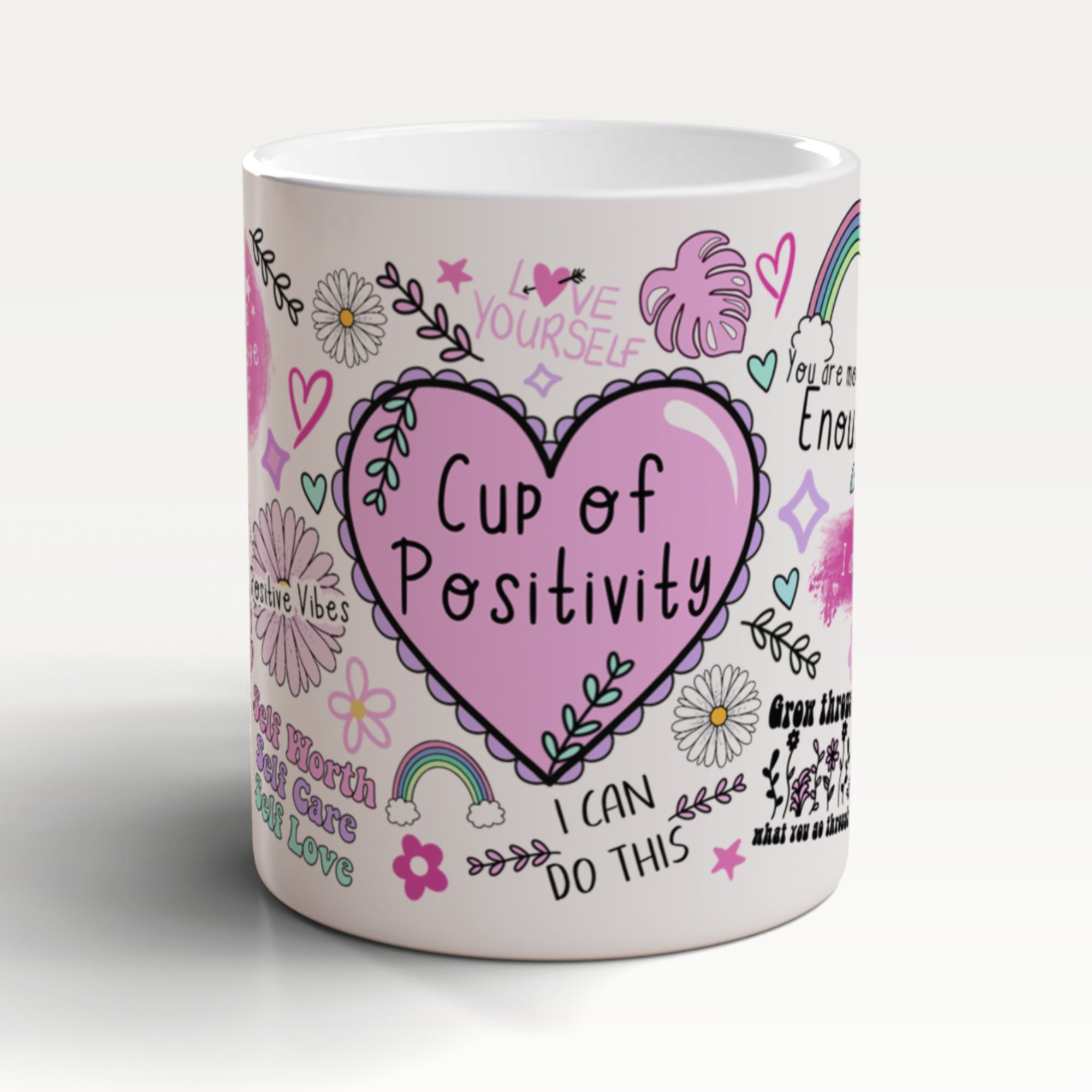 Cup Of Positivity, Pink Positivity Mug, Positive Vibes Mug, Affirmations Mug, Mindfulness Mug, Law Of Attraction Mug, Gifts For Her