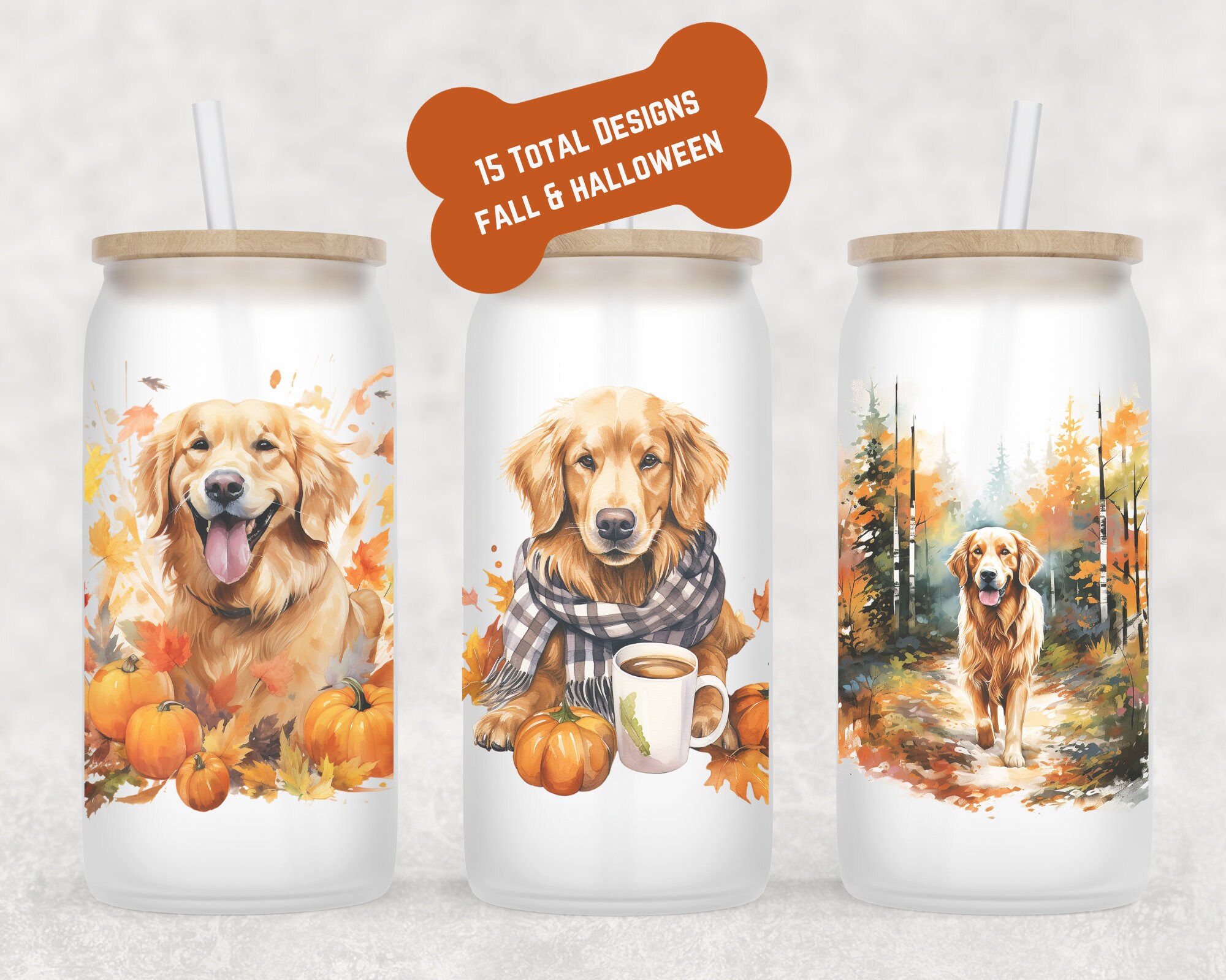 Golden Retriever Beer Can Glass | Dog Mom Gift | Golden Retriever Mug | Golden Fall Iced Coffee Cup | Fur Mom Coffee Mug | Glass Coffee Cup