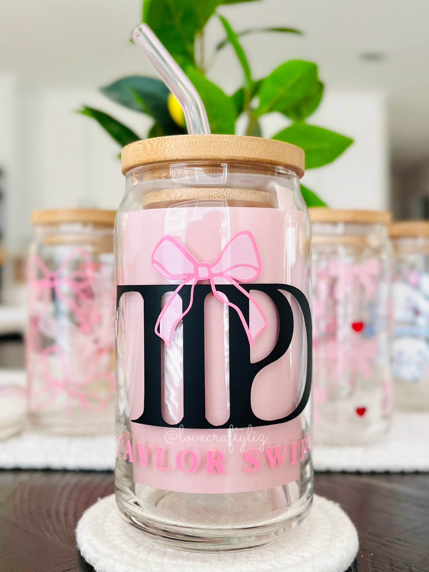 TTPD Swiftie 16 oz Beer Can Glass | The Tortured Poets Department Cup | Iced Coffee | Taylor | Gift | Girly | Aesthetic Cup| Coquette | Bows