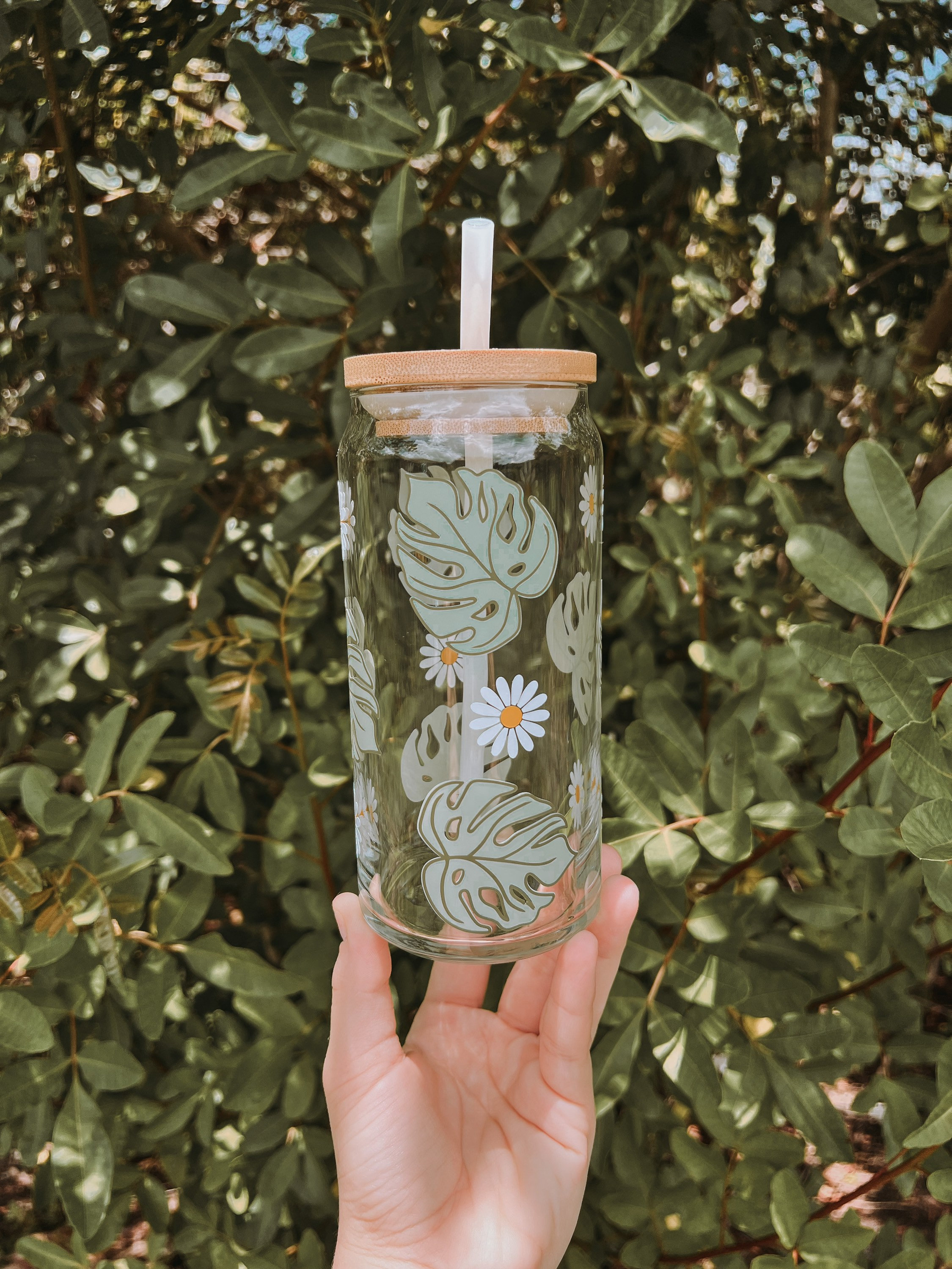 Monstera Beer Can Glass | Plant Lover Coffee Glass | Monstera Leaf Iced Coffee Glass | Plant Lover Beer Can Glass | Plant Mom Glass|Monstera