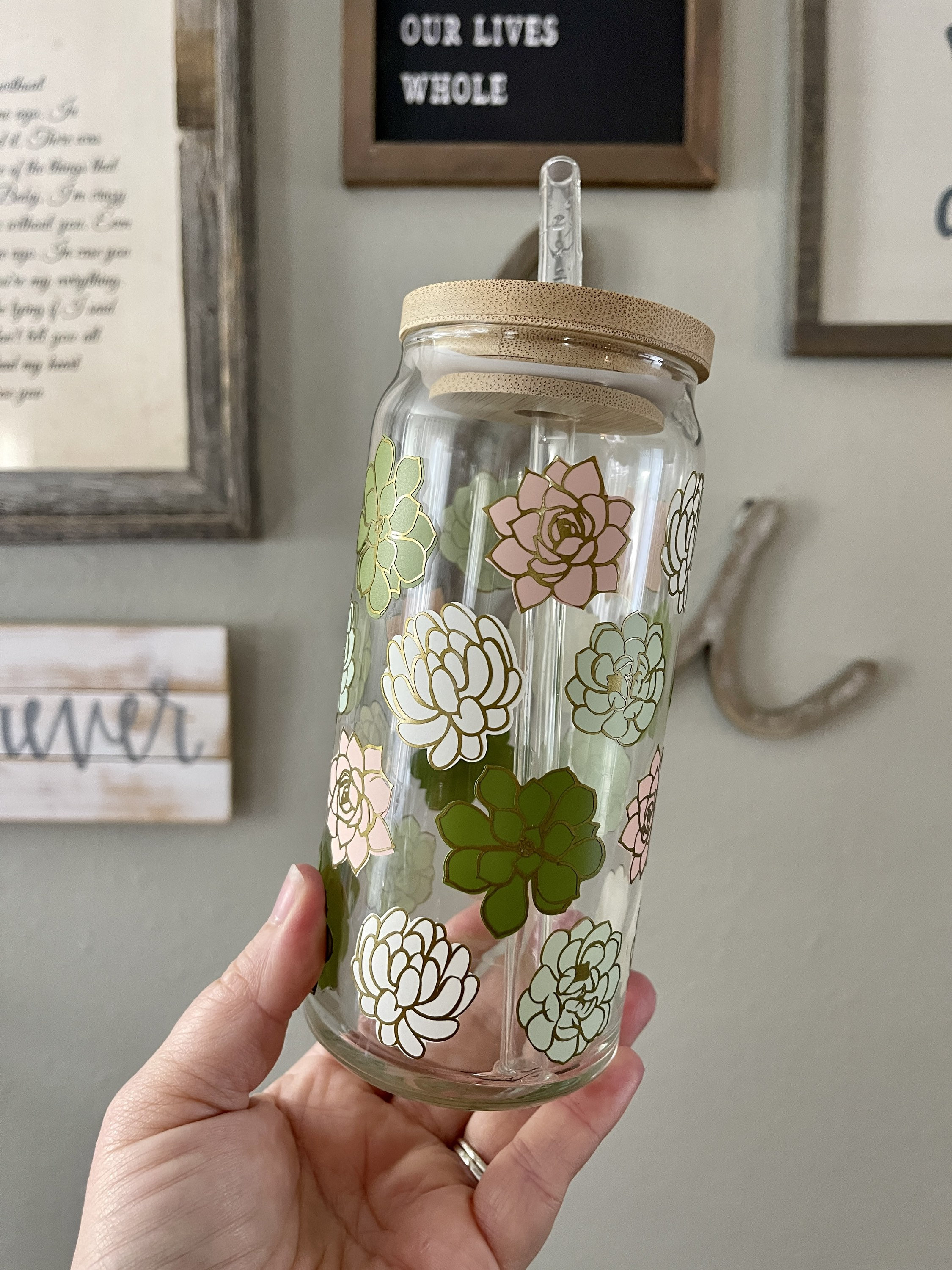 Succulent Beer Can Glass | coffee glass | Best Friend gifts |  coffee glass | iced coffee glass | plant mom gifts | plant mom beer can glass