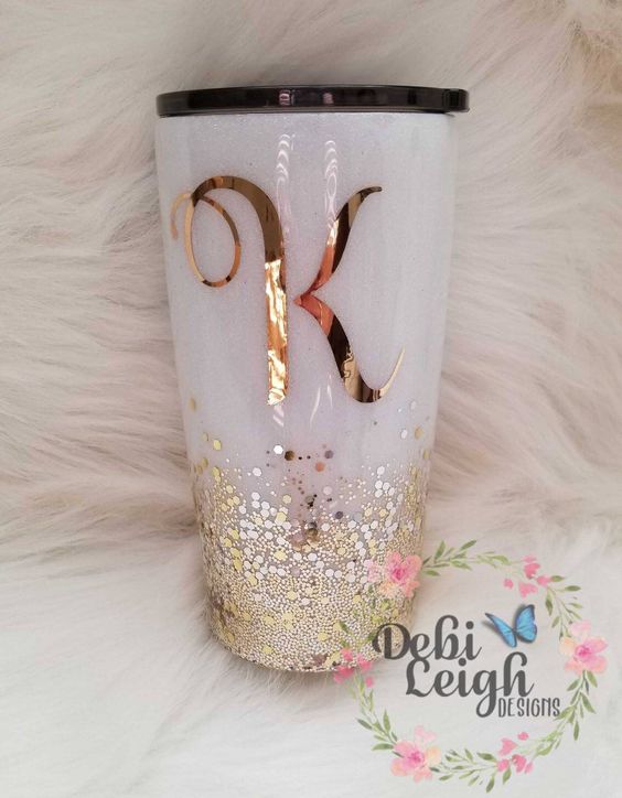 20 Ounce Modern Curve Gold Glitter Ombre Tumbler