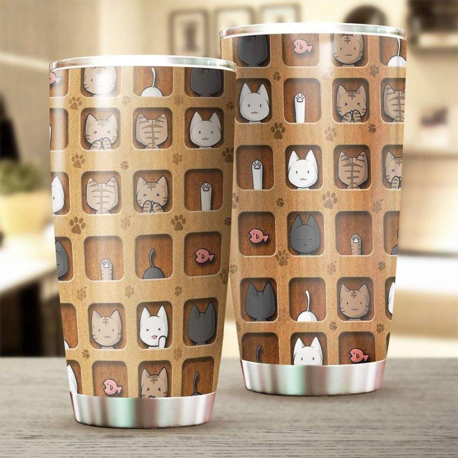 [Stainless Steel Tumbler 20 Oz] Cat 01 Stainless Steel Tumbler, Cat 01 Stainless Steel Mug Autism Father’s Day gifts, Mother’s Day gift