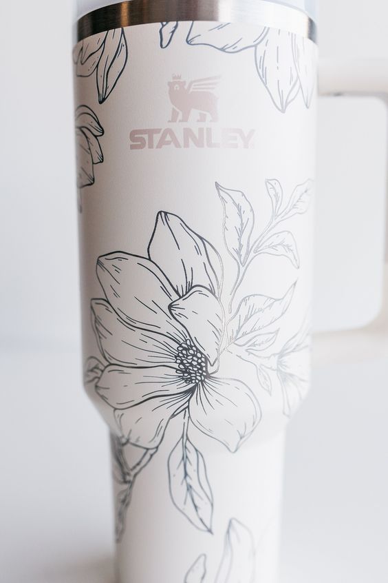 Custom Engraved With Magnolia Florals Stanley Tumbler