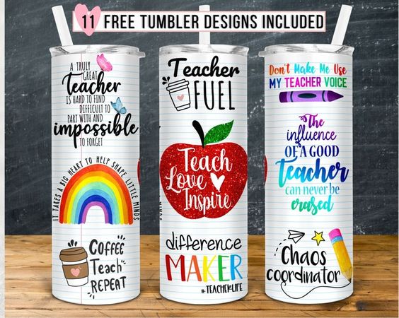 Rainbow Glitter Teacher Tumbler