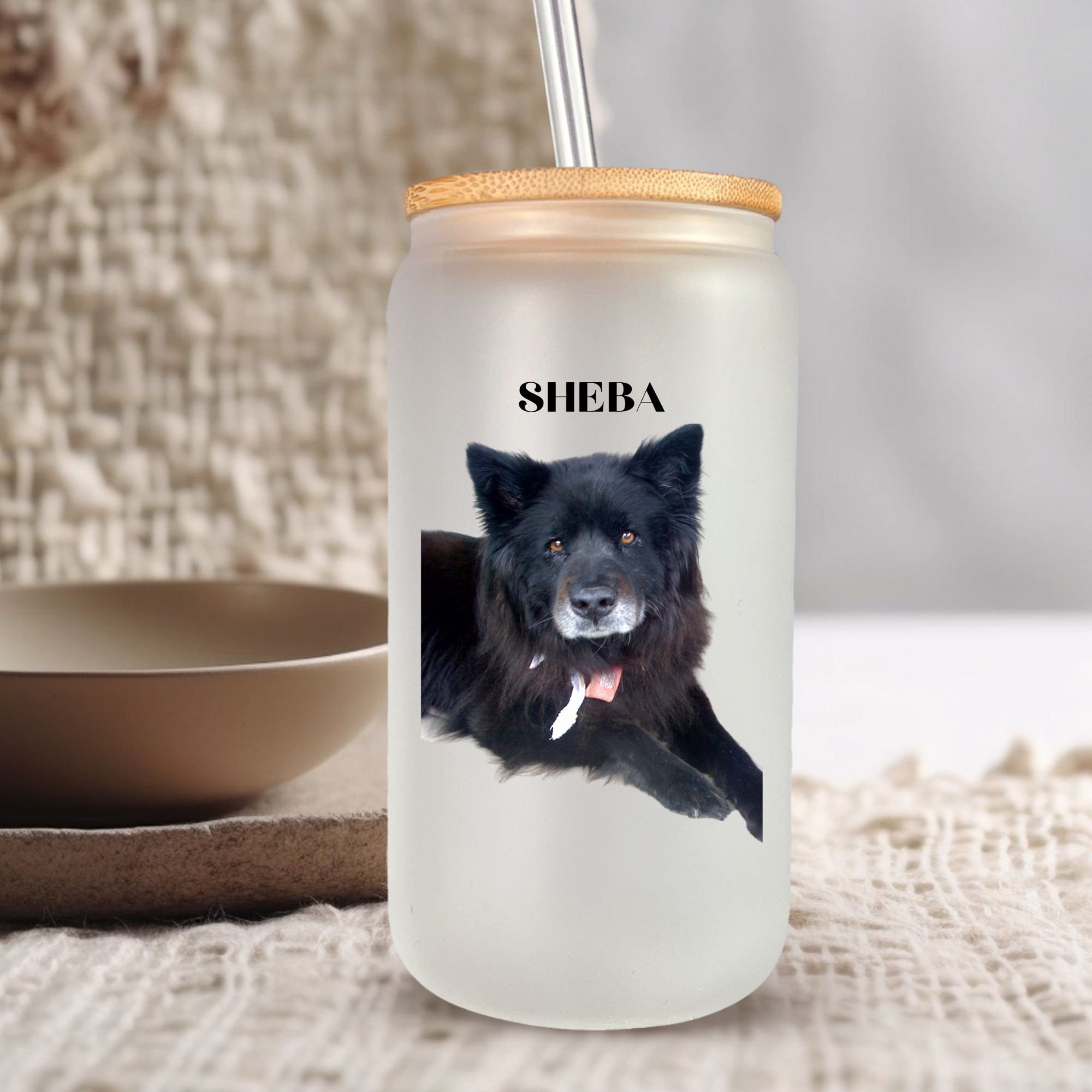 Personalized Pet Gift Glass Tumbler, 16oz Libbey Glass Beer Can