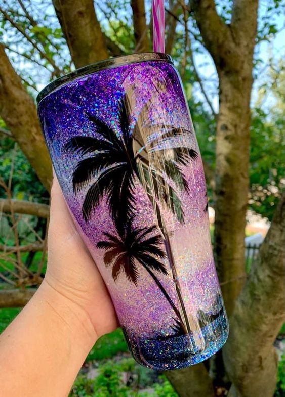 Beach With Palm Tree Tumbler