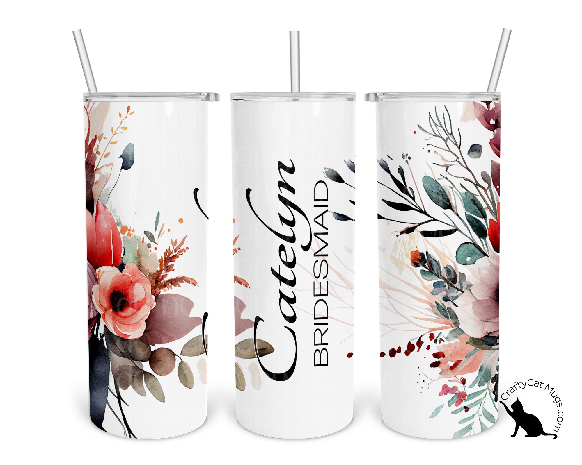 Personalized Name Tumbler | Personalized Boho Flowers Tumbler | Bridesmaid Gift | Mother of Bride Gift