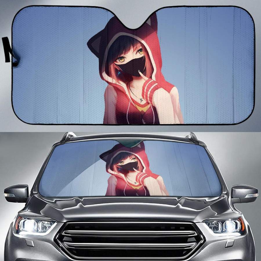 Anime Girl Hoodie Hd Car Sun Shade