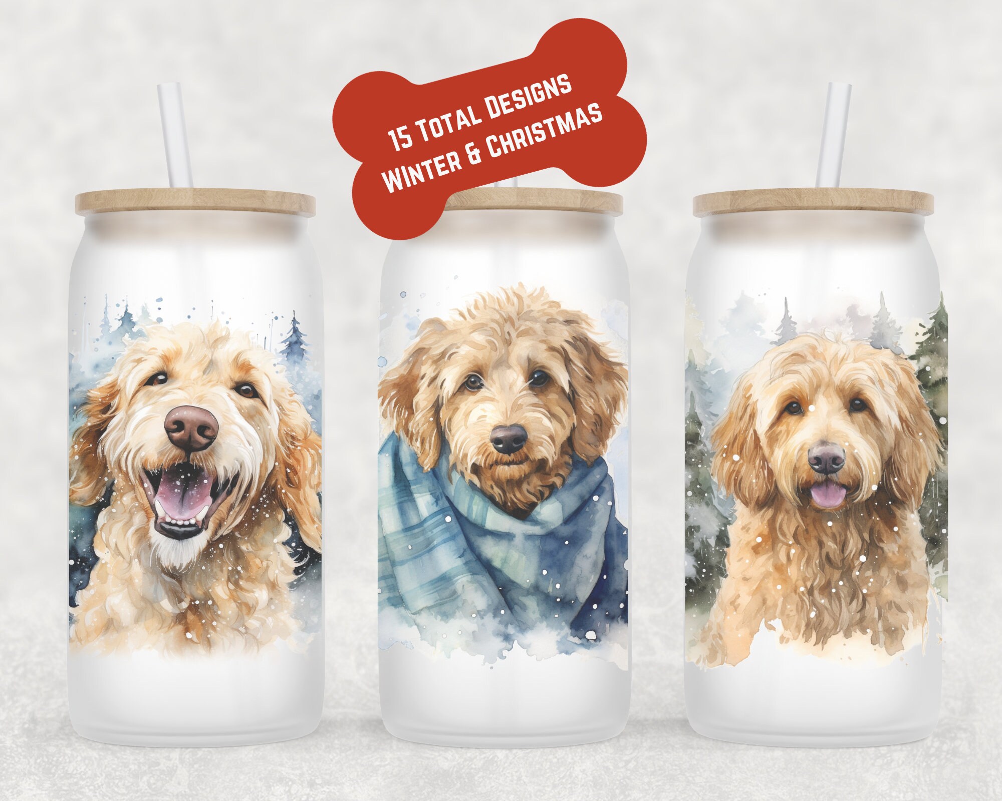 Goldendoodle Christmas Coffee Glass | Dog Mom Gift | Goldendoodle Christmas Mug | Goldendoodle Coffee Cup | Christmas Coffee Mug| Doodle Mug