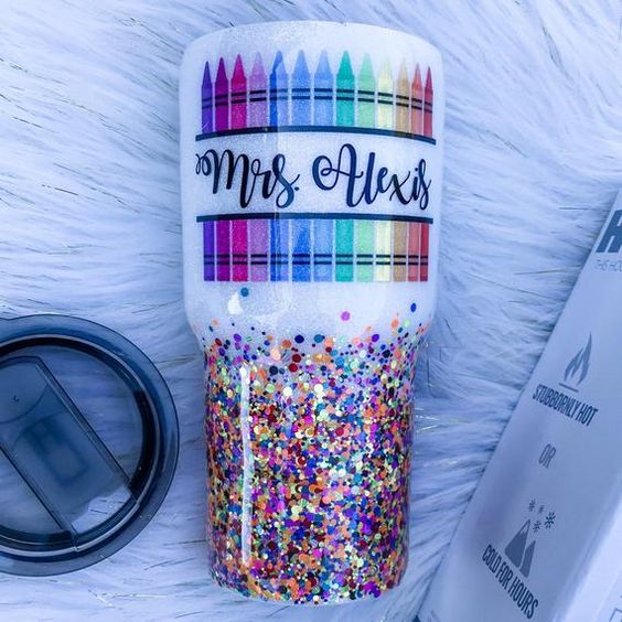 Stainless Steel Choose Size Confetti Rainbow Glitter Stainless Steel Tumbler