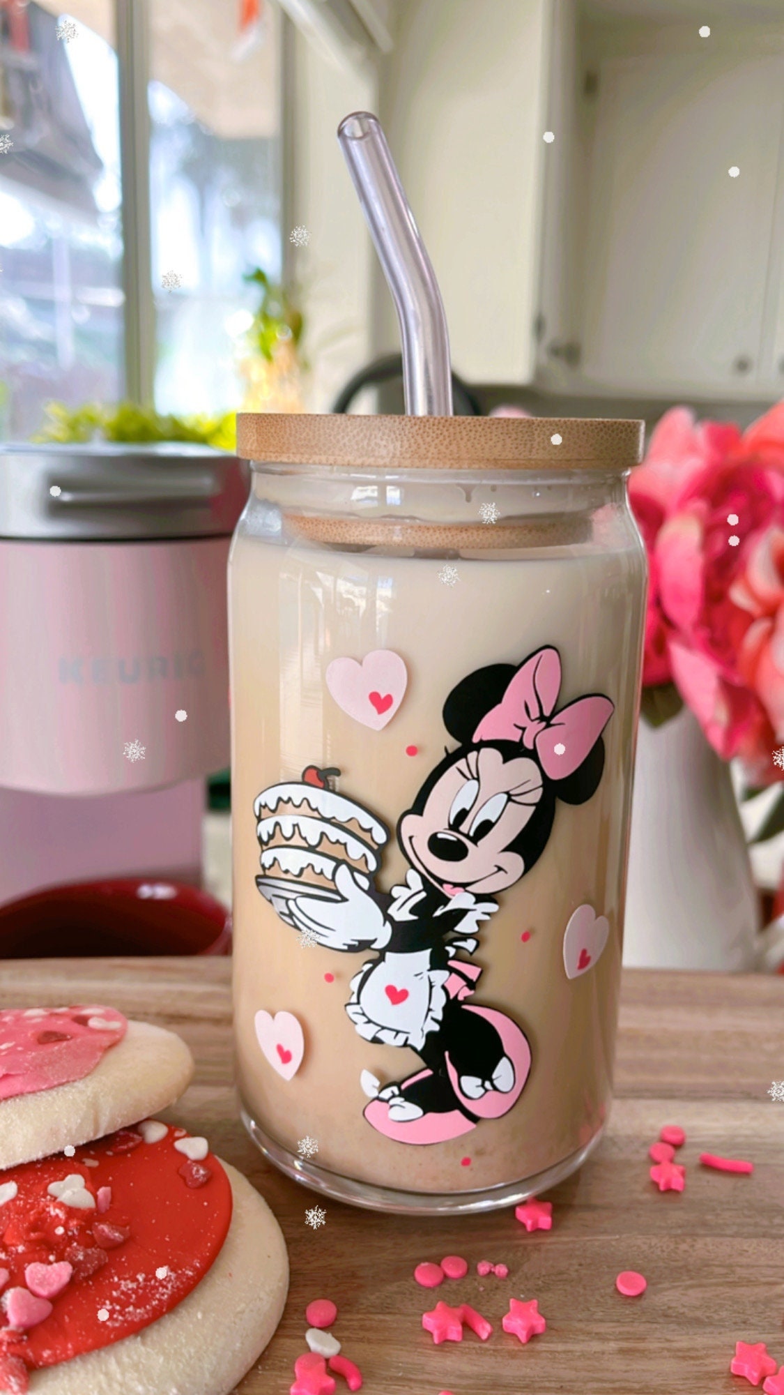 Mouse girl glass cup