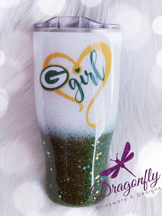 Green Bay Packers Girl Glitter Stainless Steel Tumbler