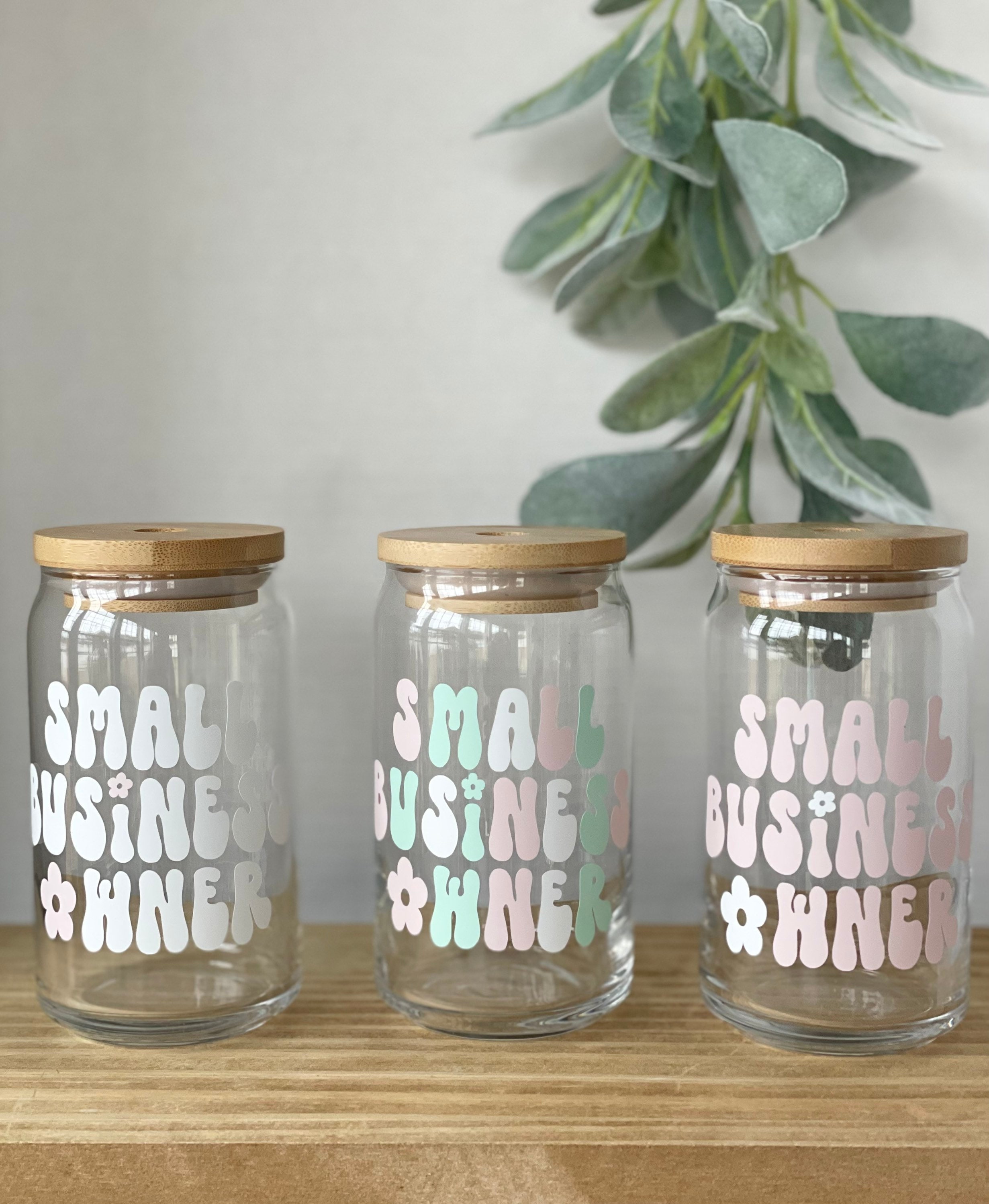 Small Business Owner glass cup, Girl Boss, woman Owned