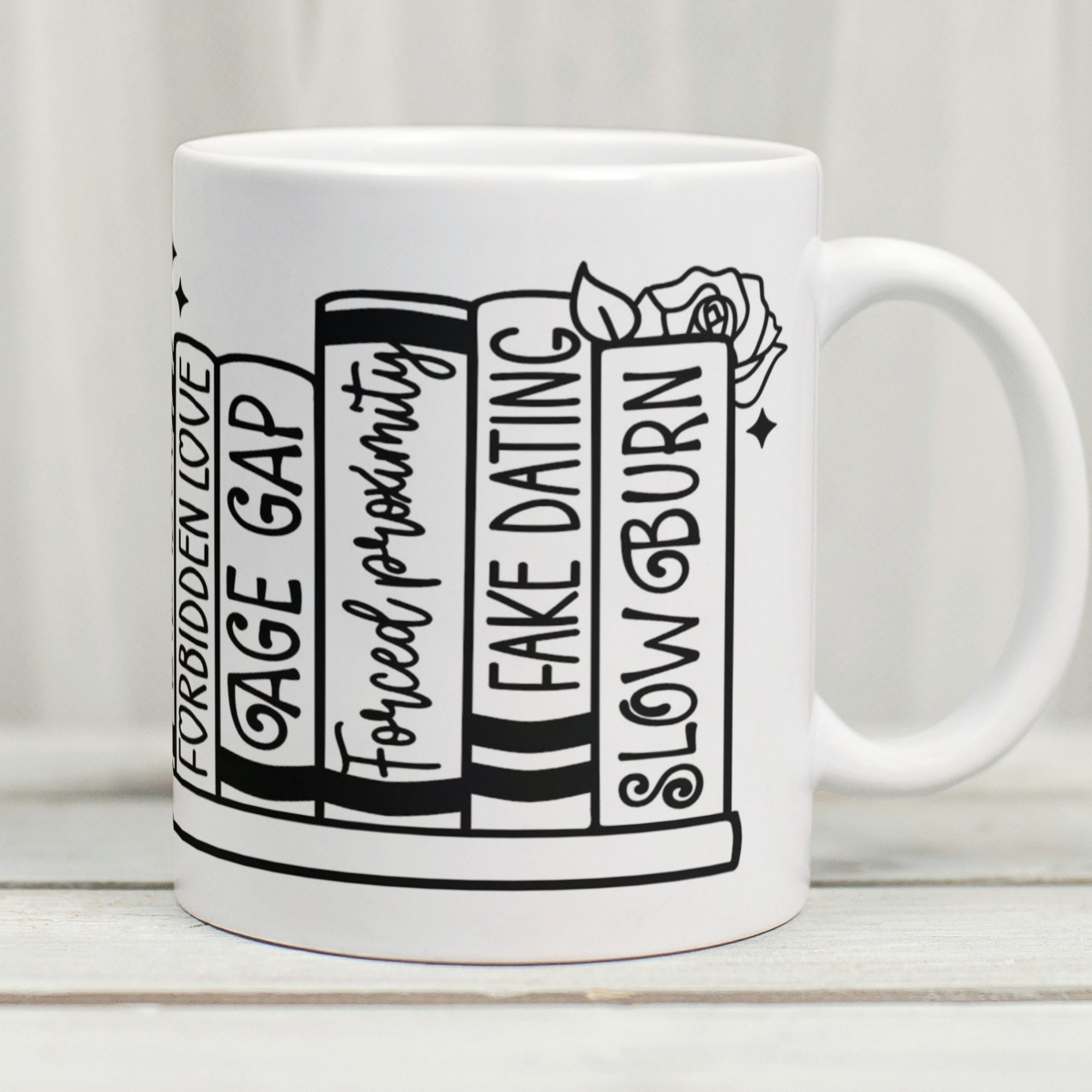 Romance Book Tropes Mug, Book Tropes Bookish Cup, Bookshelf Mug, Book Lover Mug, Romance Smut Book, Enemies To Lovers, Slow Burn, Smut Gifts