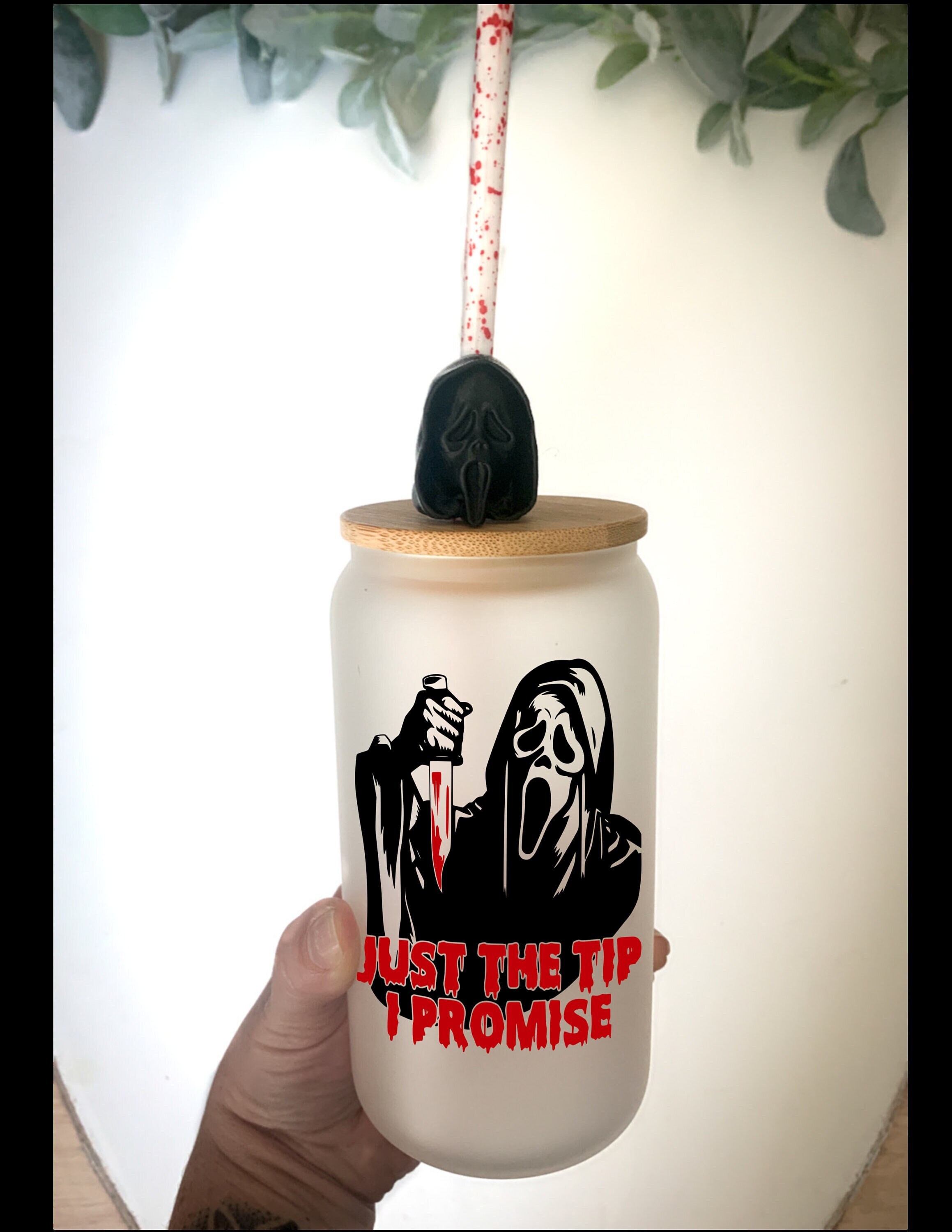 Ghost Mask- Just the Tip/ Halloween cup/Horror movie beer can cup/ beer can cup/ skull cup