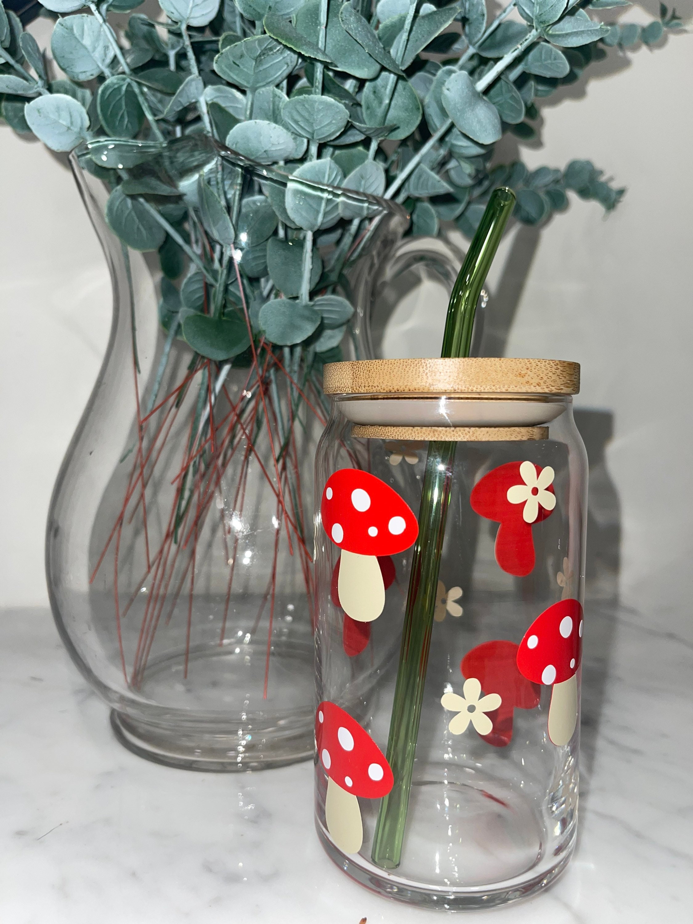 Mushroom Beer Can Glass, Mushroom Coffee Cup, Mushroom Drinkware