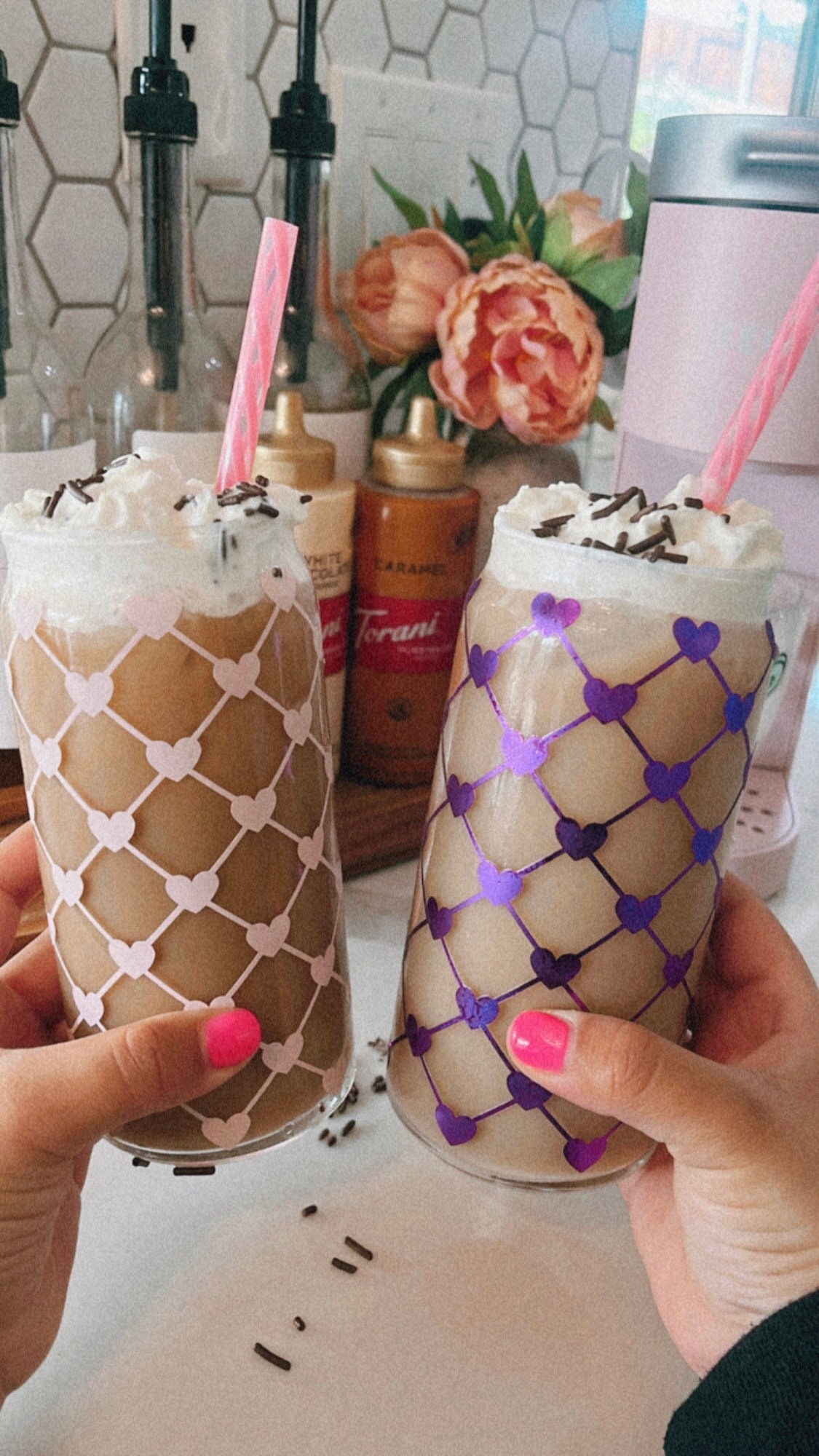 Valentines Cup, Heart glass cup, Coffee Cup, Iced Coffee cup