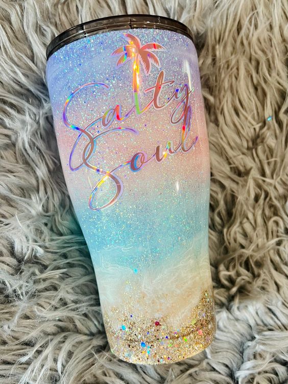 Glitter Tumbler, Beach Tumbler, Salty Tumbler