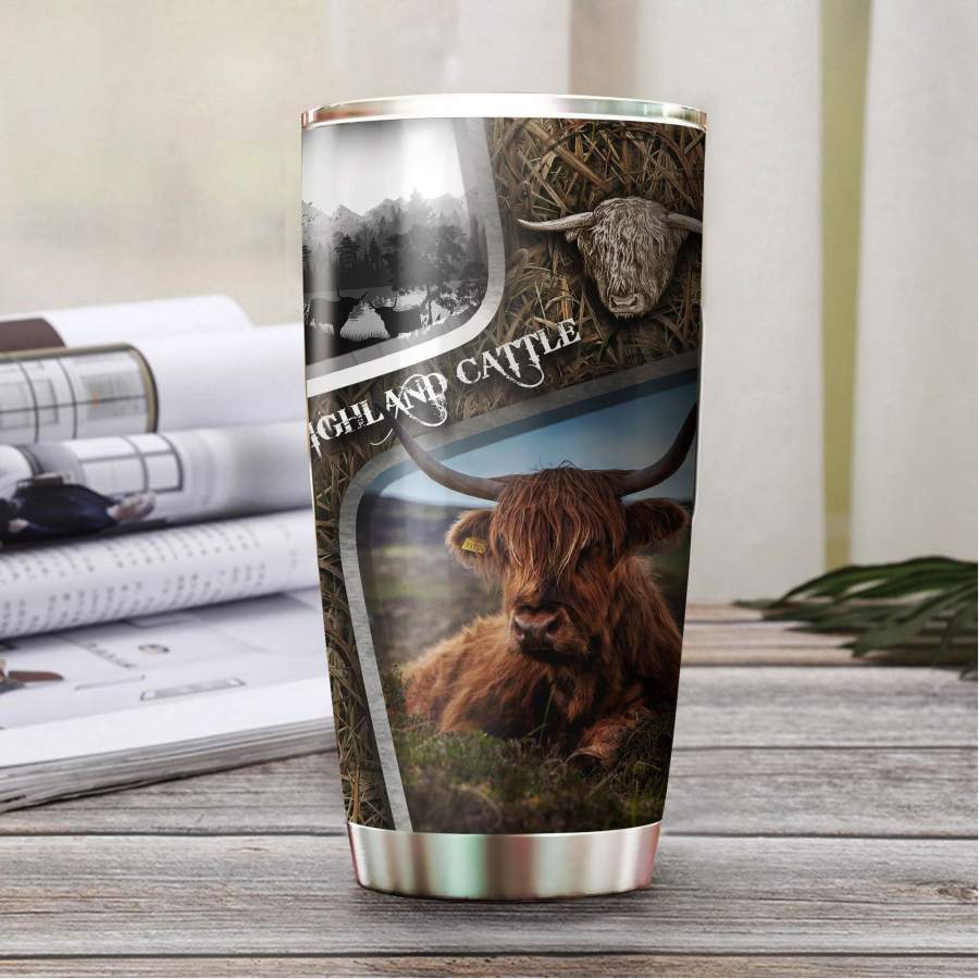 [Tumbler] Highland Cattle Camo Stainless Steel-957