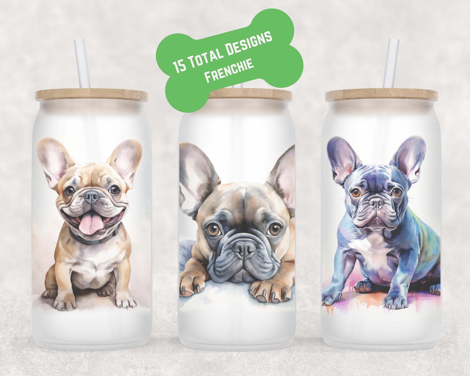 French Bulldog Beer Can Glass | Dog Mom Gift | Frenchie Mug | Coffee Iced Coffee Cup | Fur Mom Coffee Mug | Glass Coffee Cup | Frenchie Cup