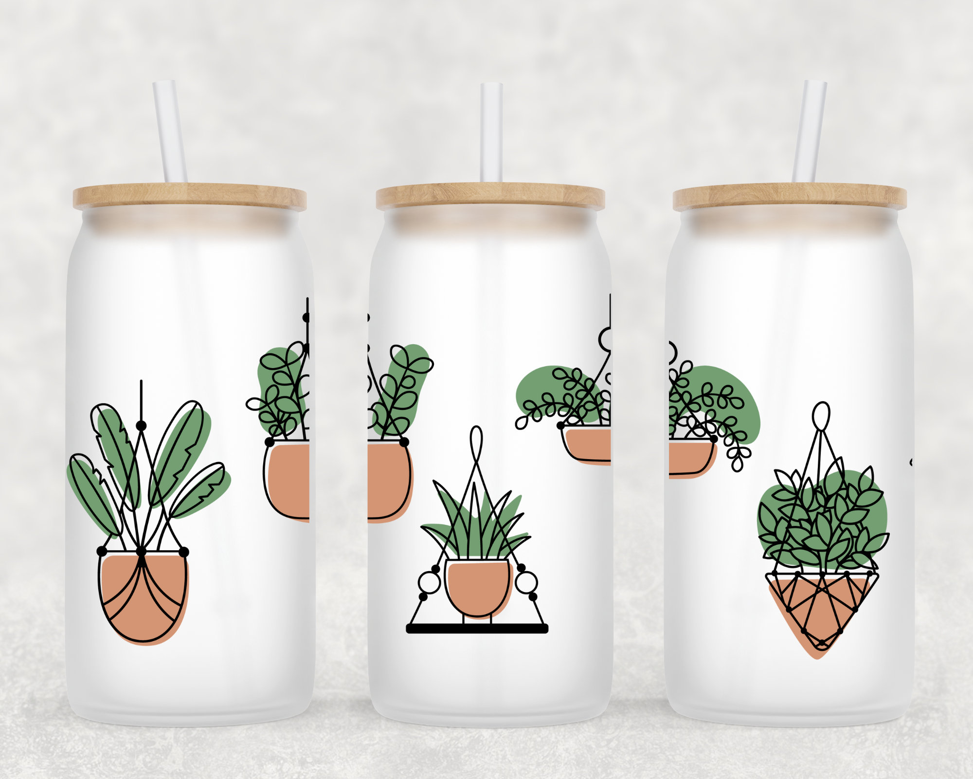 Hanging Plant Lover Beer Can Glass | Plant Mom Gift | Plant Mug | Iced Coffee Cup | Succulent Coffee Cup | Libbey Glass Can | Gift for Her